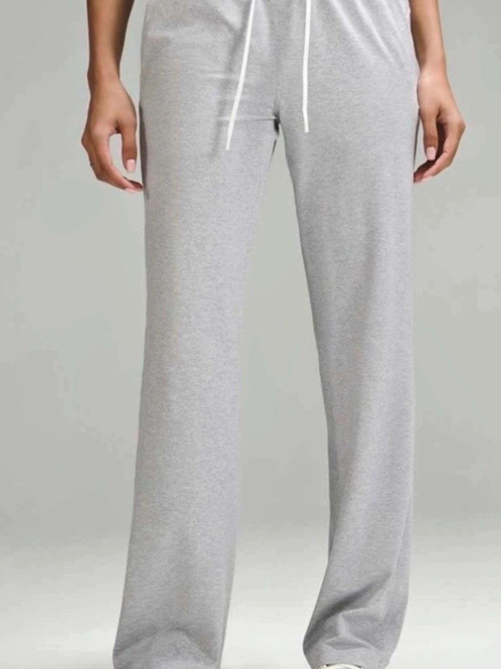 Lululemon Soft Jersey Straight-Leg Mid-Rise Pant Heathered Light Gray 4